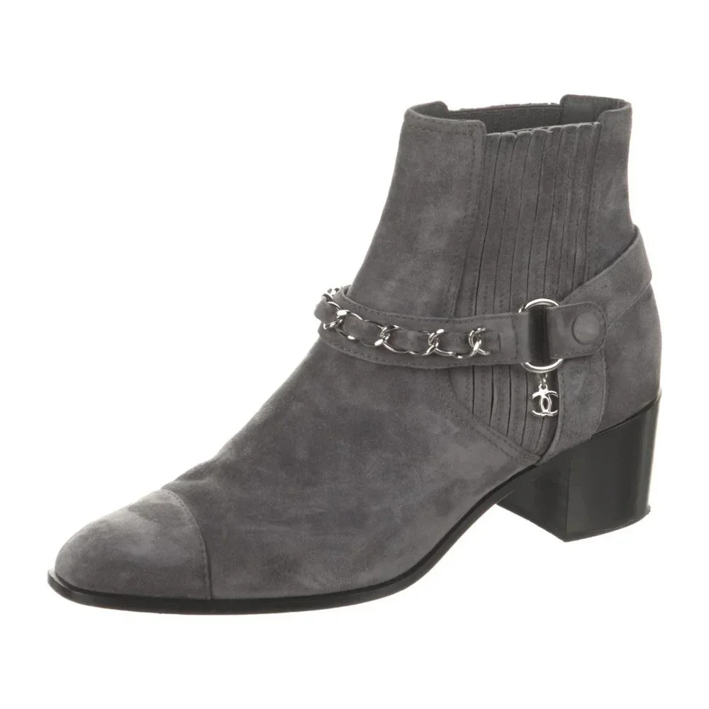 CHANEL 2018 Interlocking CC Logo Moto Boots Size: 10.5 | IT 40.5 - Picture 2 of 6